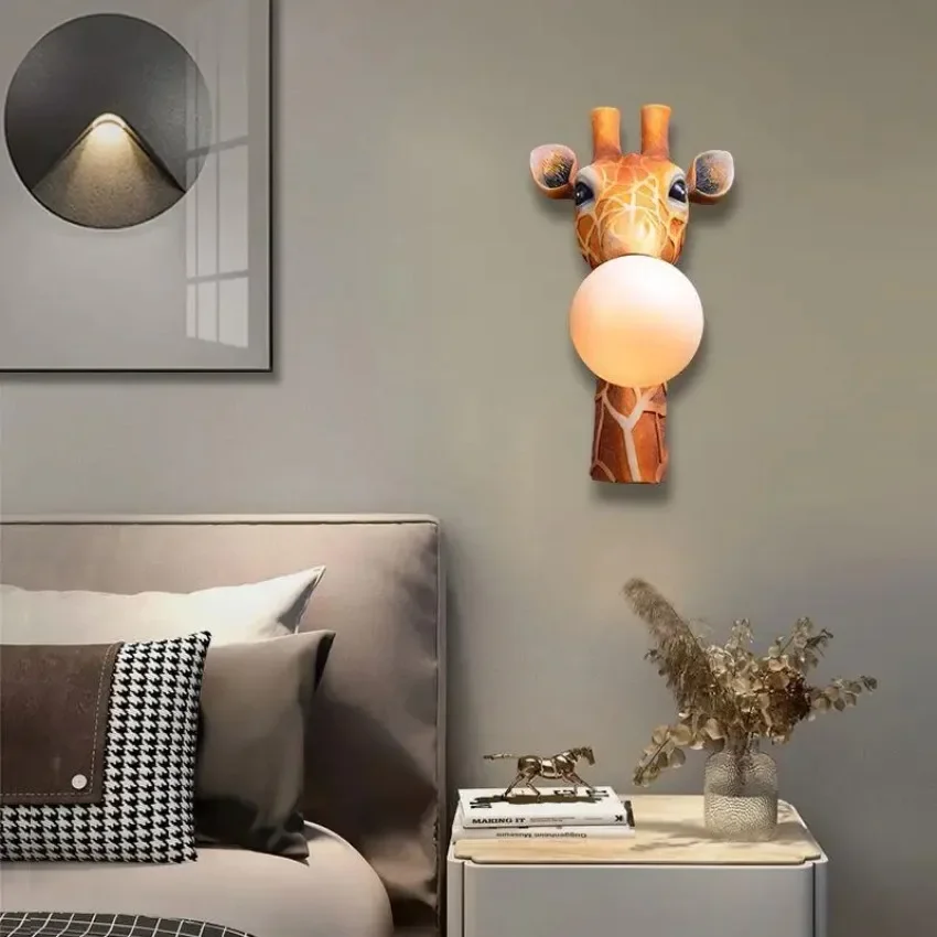 Creative Modern Wall Lamps For Living Room Background Wall Decoration LED Giraffe Decorative Lights Warm Home Animal Light