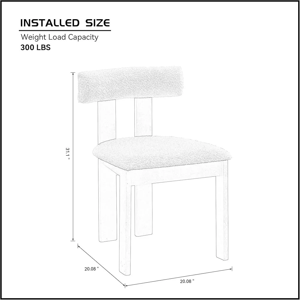 

5-Piece Round Dining Table Set with 4 Ergonomic Boucle Chairs Space-Saving Easy Assembly Dining Furniture