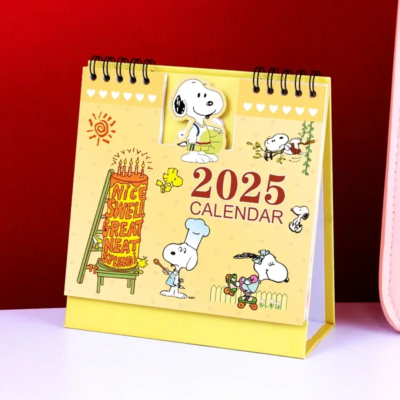 Snoopy 2025 Calendar Cute Cartoon Desk Calendar Standing Flip Desktop for Planning Organizing Daily Monthly Schedule Stationery