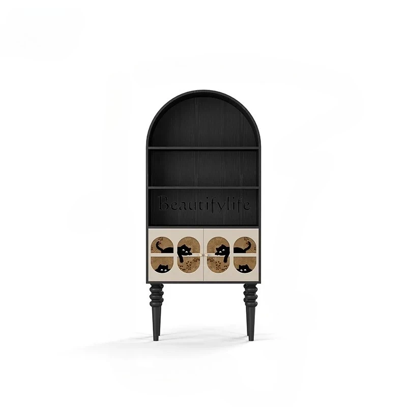 

French cream solid wood bookcase dining side living room storage custom wine cabinet entrance decorative chest cabinet