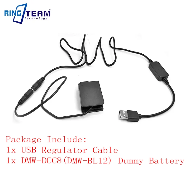 

USB 8.7V to DMW-BLC12 Dummy Battery Panasonic G95 G90 G85 G81 G7 GX8 FZ2500 FZ2000 FZ1000 II FZ200 Sigma FP Cameras