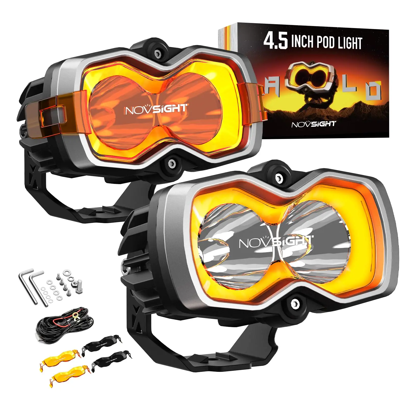 

2 шт. 4,5-дюймовые светодиодные фонари HALO Pro Series LED Flood Ditch Beam с динамическими режимами DRL 120 Вт Ультра яркий внедорожный фонарь для грузовика