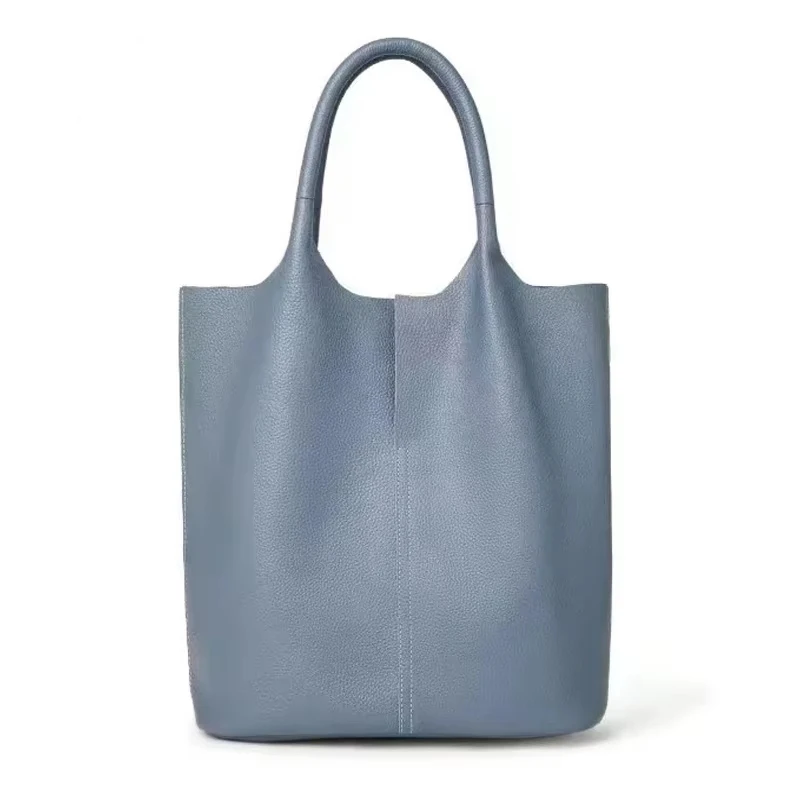 Bolsa tote feminina de couro legítimo, bolsa tote de ombro macia para mulheres, grande, balde, designer de luxo