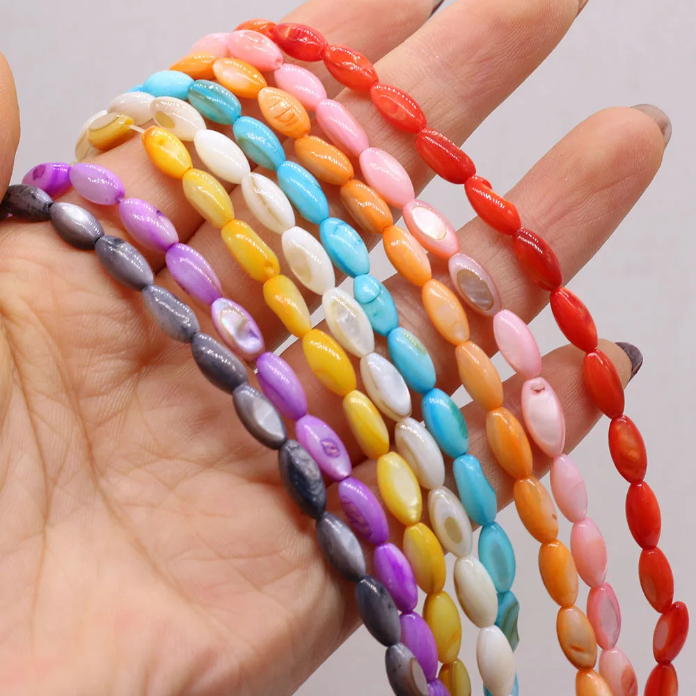 1strand Natural Freshwater Shell Moon/Rice Shape Beads Charms for DIY Necklace Bracelets Handmade Jewelry Accessories Daily Gift