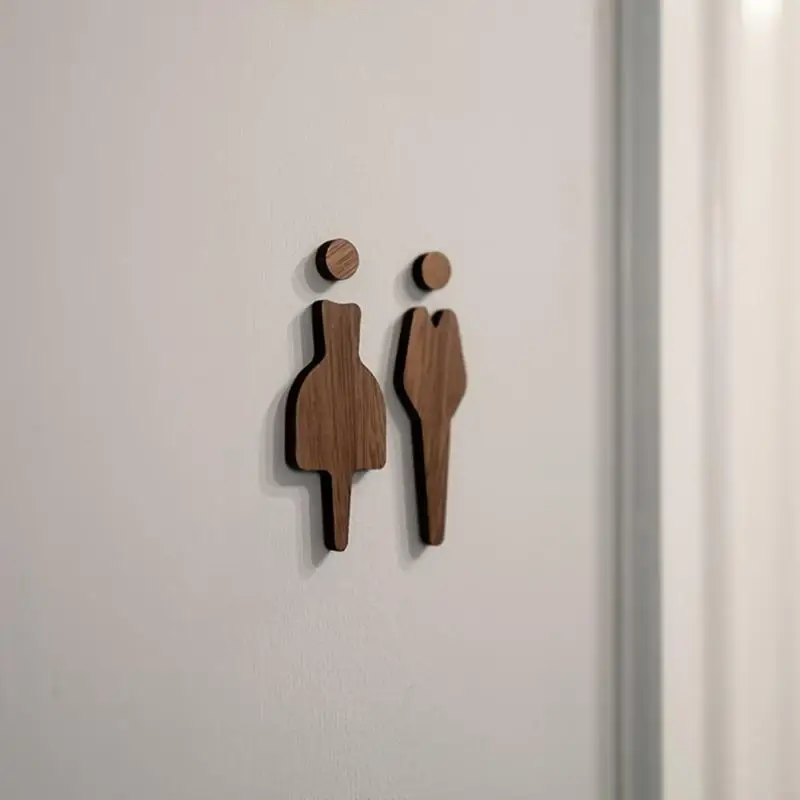 Wooden Bathroom Door Signs Men Women Modern Restroom Signs Bathroom Signs Decors 0XXB