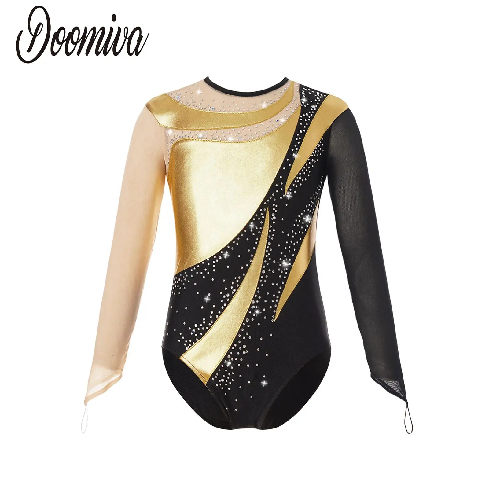 

Girls Bodysuit Leotards Gymnastics Ballet Rhythmic Performance Costume Dancewear Long Sleeve Unitards Skating Jumpsuit Dresses