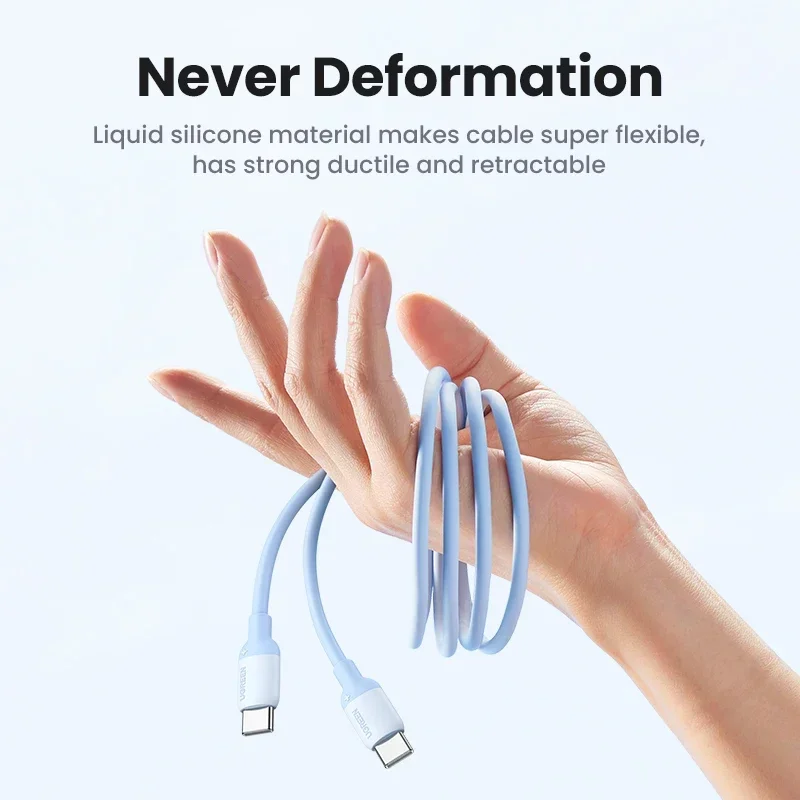 UGREEN 60W Kabel USB Typ C do Typ C PD Szybkie Ładowanie Silikonowy Do Apple iPad iPhone 18 Macbook Ładowarka USB C Android Krótki Długi — zdjęcie produktu 5
