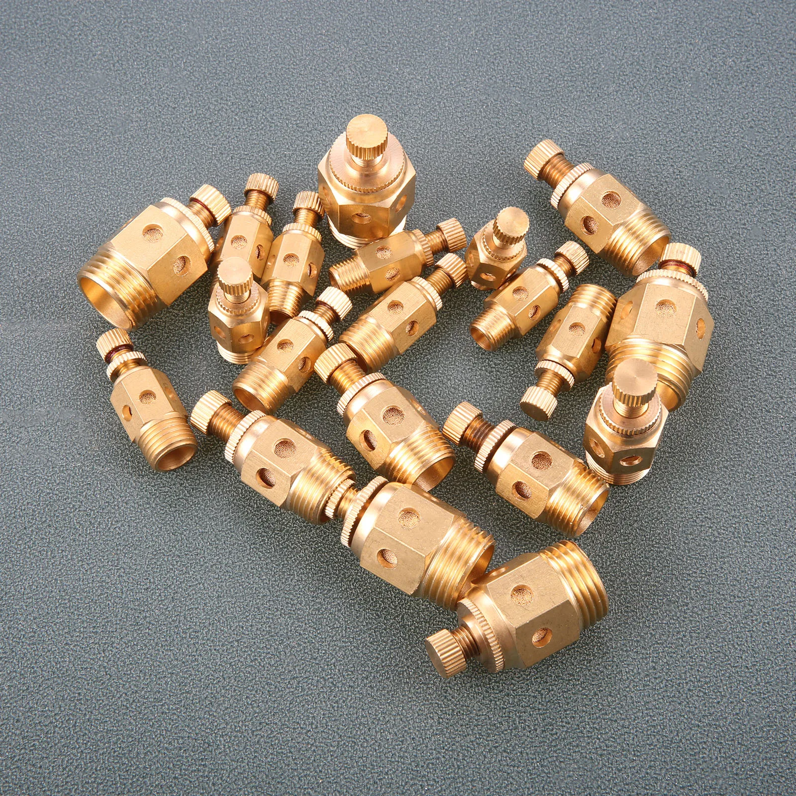 10pcs/lot Pneumatic Exhaust Muffler Silencers 1/8 1/4 3/8 1/2 Male Thread for Air Noise Brass Adjustable Reduce Dynamic Noise