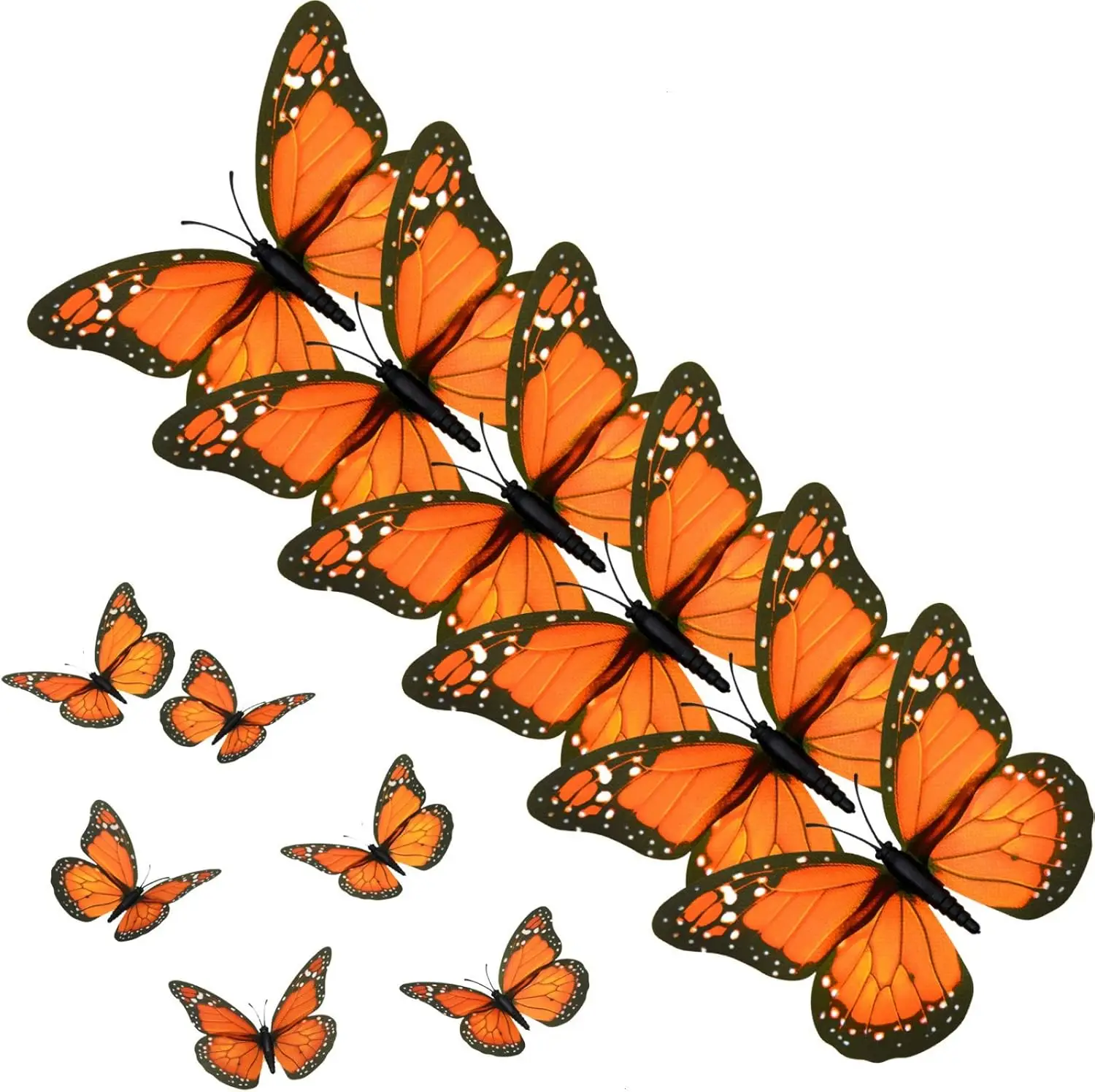 24 Pcs Monarch  Decorations Orange Butterflies for Crafts  Fake Butterflies Wall Decor for Room, , Wedding, Party (4.72'')