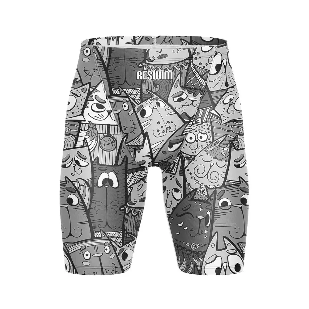 2025 Cats Swim Jammer Swimsuit Shorts Men's Cartoon Endurance Athletic Training Swimwear Surf Swimming Trunks Shorts Swim Pants