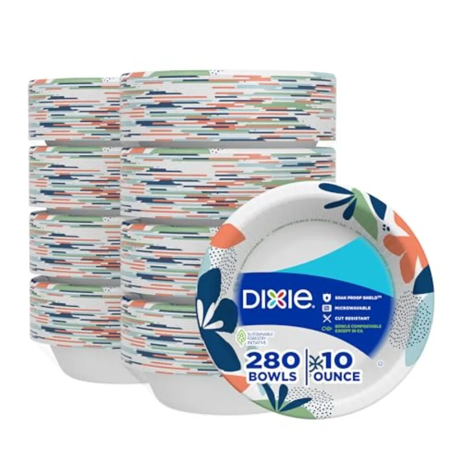 

Small Paper Bowls, 10 Oz, 280 Count 8 packs of 35 bowls,Microwave-Safe, Soak-Proof, Disposable Bowls Great For Snacks, Dessert,