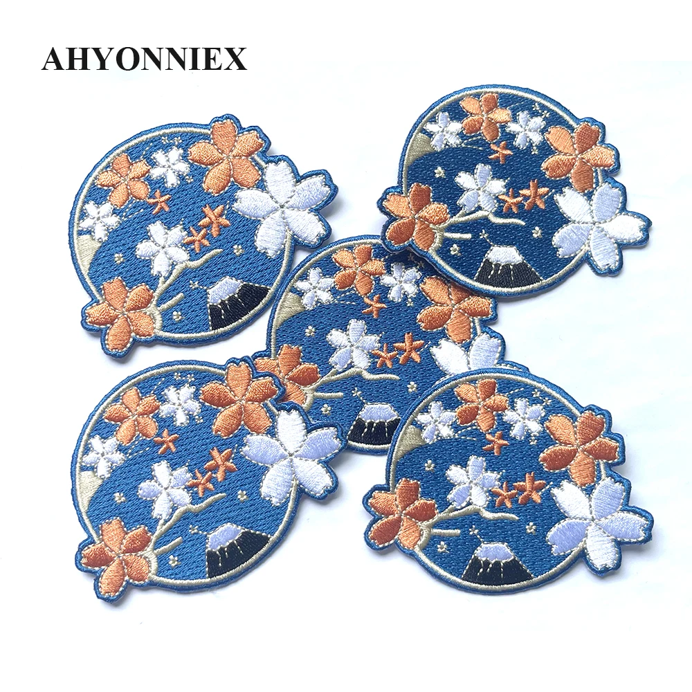 Cherry blossom patch for clothes and bag decoration, cartoon sticker for clothes, DIY, 6x8cm, 1 piece