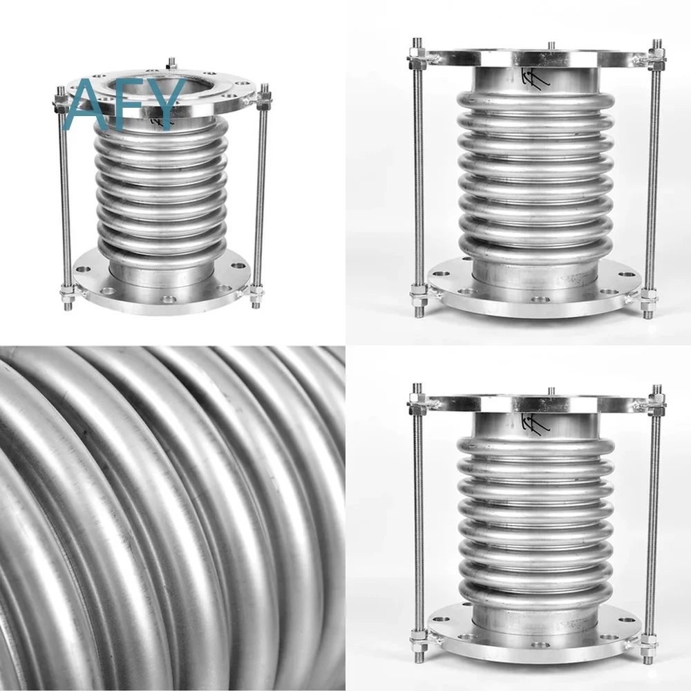 Stainless Steel Vacuum Bellows Compensator for DN100 Pipe Expansion Joint with Flange Mounting 8 Hole Design for Industrial