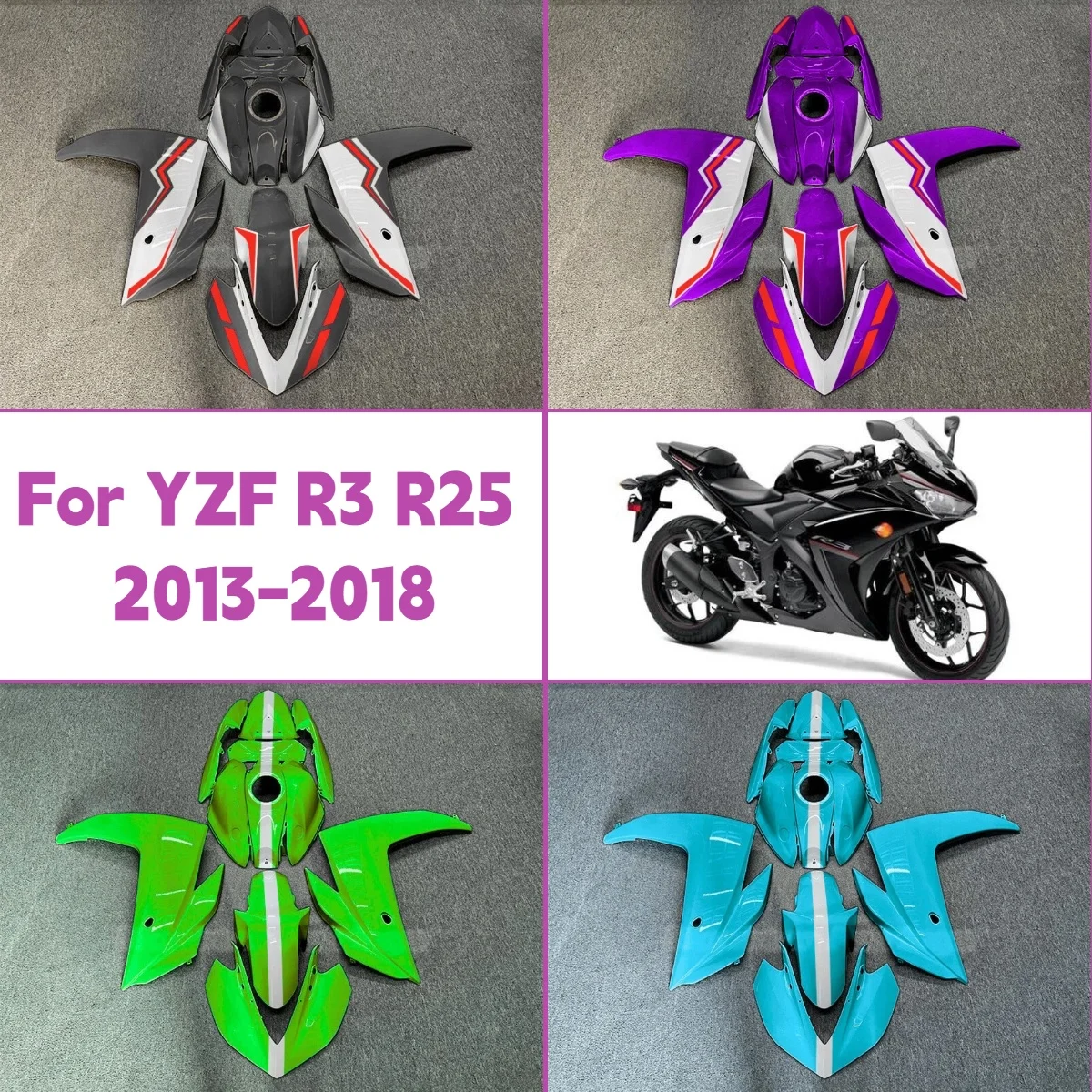 

For 2013-2018 Yamaha YZFR3 YZFR25 Plastic Injection Molded Fairings Unique Style Custom 13-18 YZF R3 R25 Fairing Set