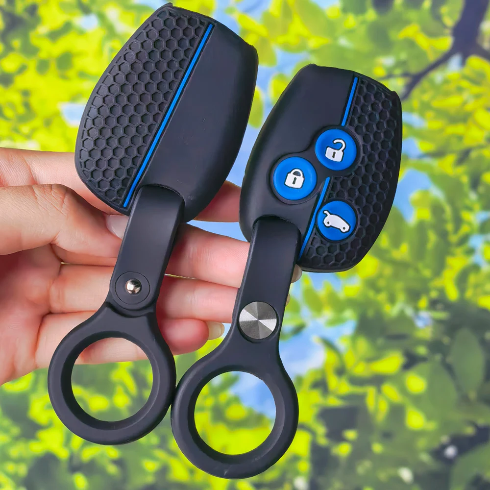 Robust Silicone Remote Key Case With Keychain Anti‑Abrasion Protective Skin For Renault Trafic Clio Duster Logan Dacia Sandero
