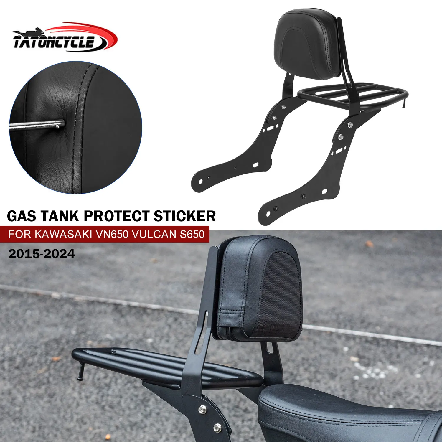 

Motorcycle Backrest with Rear Luggage Rack for KAWASAKI VN650 Vulcan S650 2015-2024 Cushion Luggage Shelf Motorcycle Accessories