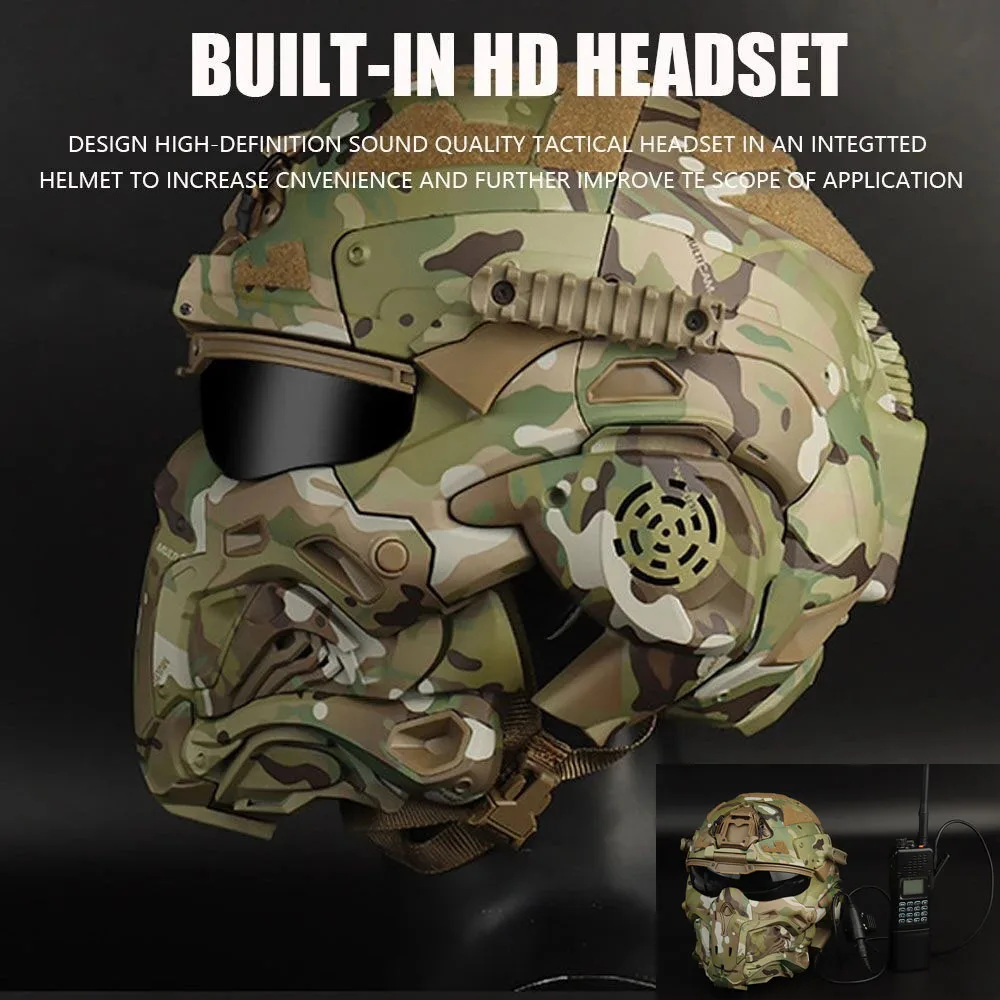 W-Ronin Assault Helmet Protective Mask Integrated Modular Tactical  Helmet Built-in Headset Anti-fog Fan Airsoft Hunting Gear