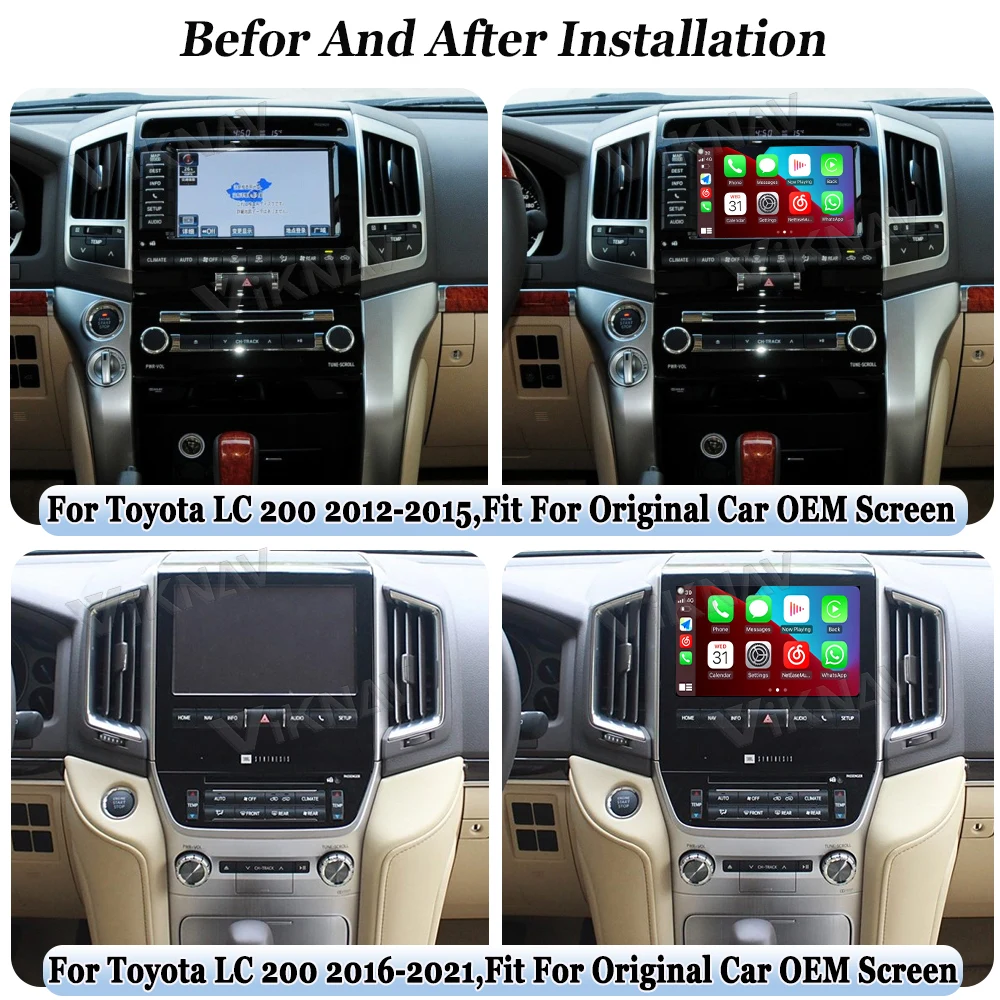 Viknav Linux Interface Box For Toyota LC200 2012 -2021 Wireless Apple CarPlay Android Auto Only Support Original Car OEM Screen