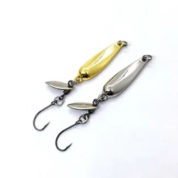 1Pcs Spinner Spoon Metal Bait Micro Fishing Lure Small Sequins Copper Long Shot Baits For Bass Trout Perch Pike Rotating