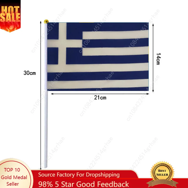 Greece Hand Waving Flag Greece Flag Small Mini Hand Held Flags 10 Pcs 14x21cm  Sporting Event Support Handheld Flag
