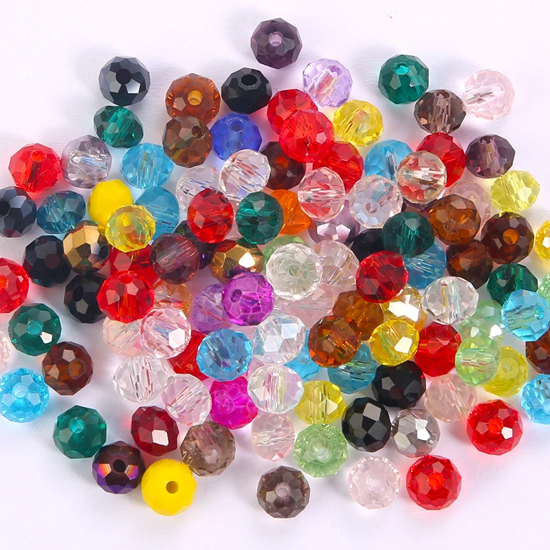 3*4mm 4*6mm Rondelle Facettierte Glasperlen Lose Spacer Kristall Runde Perlen für Schmuck Machen DIY Halskette Armband Zubehör