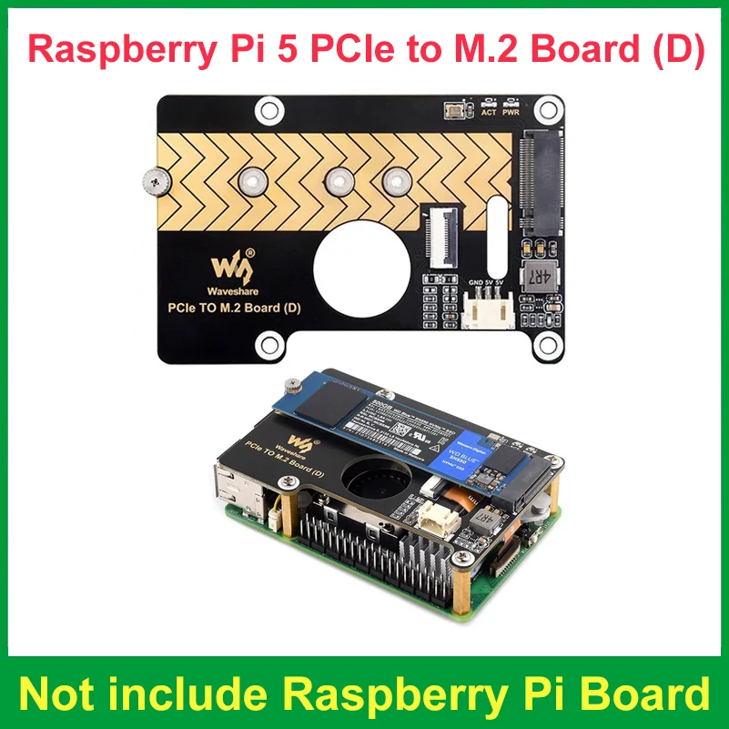 

Материнская плата Raspberry Pi 5 PCIe на M.2 (D), совместима с размером SSD 2280/2260/2242/2230, поддержка Gen2 Gen3