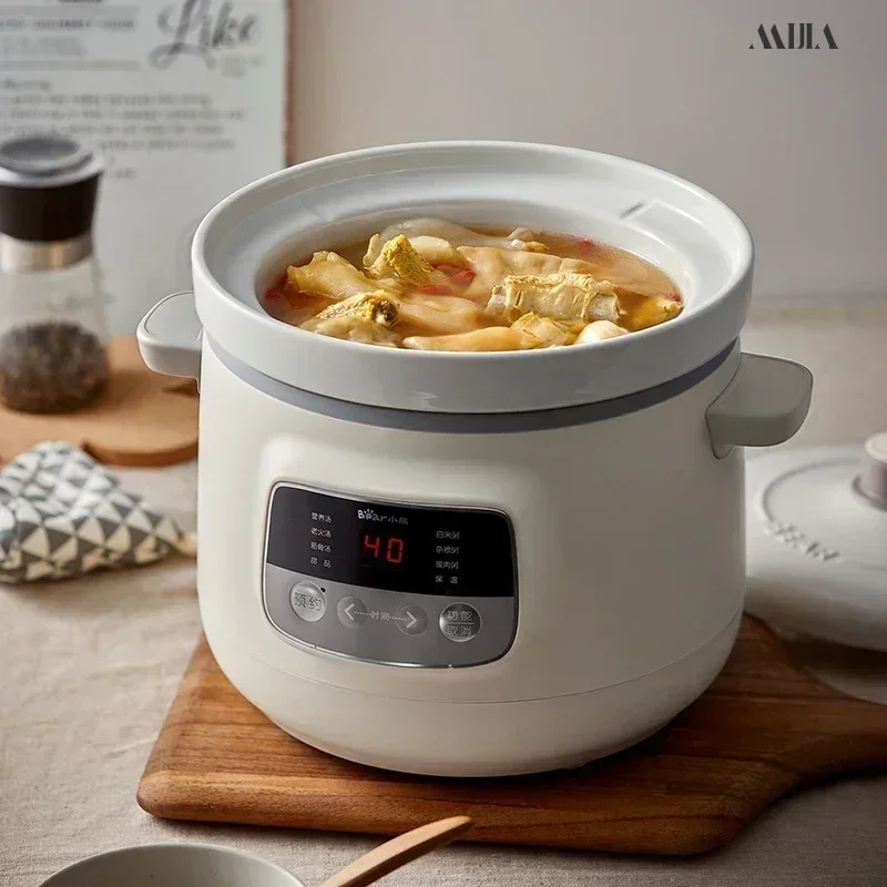 Large capacity electric stew pot white porcelain stew pot household ceramic electric casserole porridge health pot