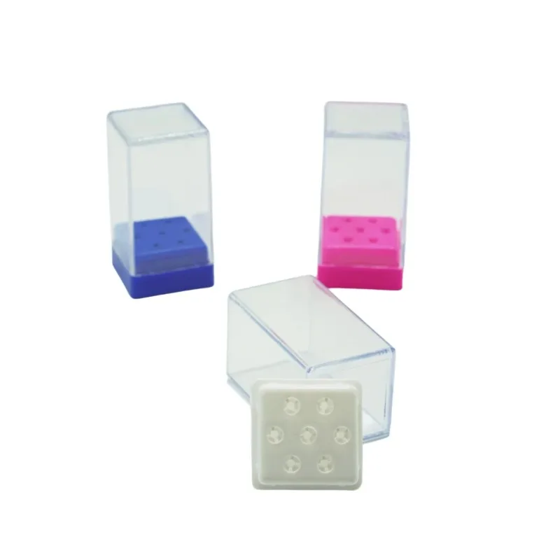 5pcs 7 Holes Slots Square Plastic Nail Drill Head Bits Display Storage Box Nail Drill Bits Container Stand Display Quality s
