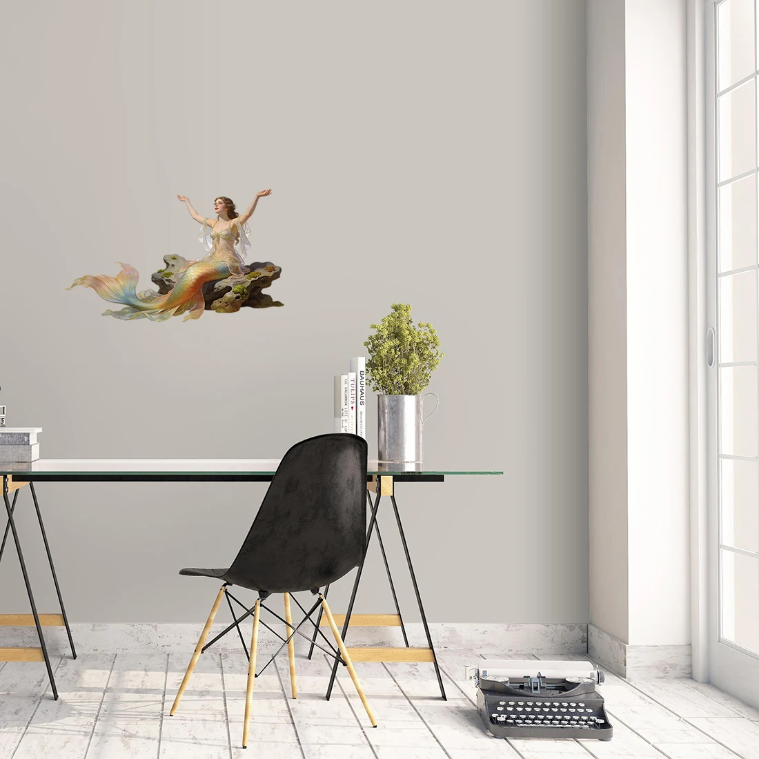Three Ratels CD313  beautiful Mermaid on the Reef wall stickers for home decoration Personalized car decals