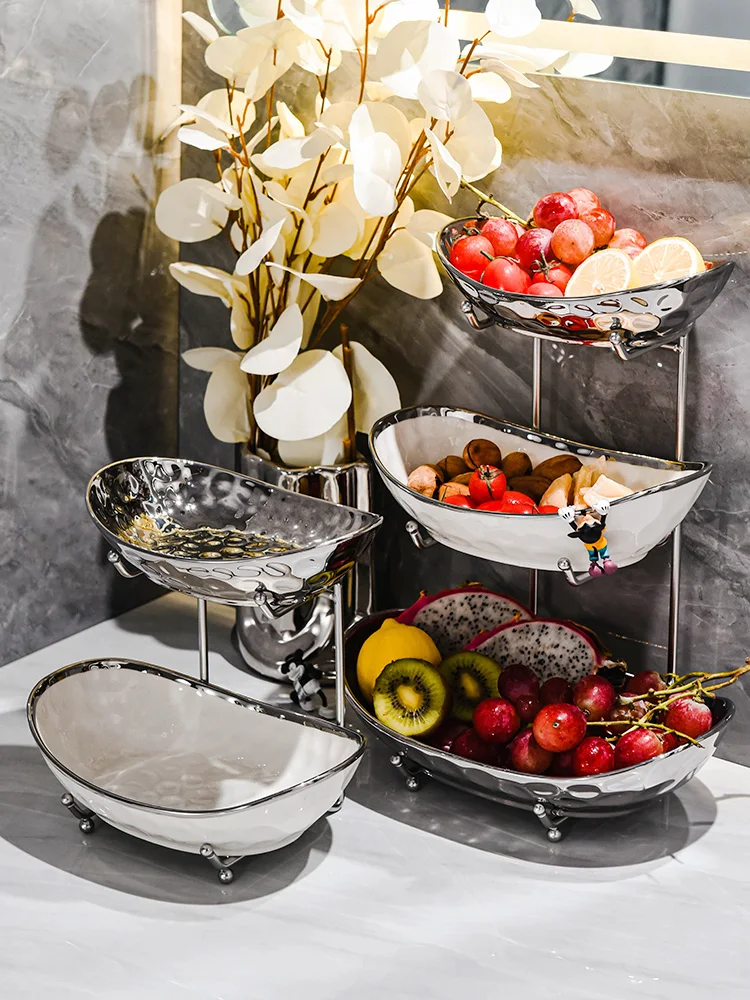 High Beauty Internet Celebrity Fruit Plate Living Room Household Tea Table Light Luxury High end Ceramic Snack Plate Candy Plate