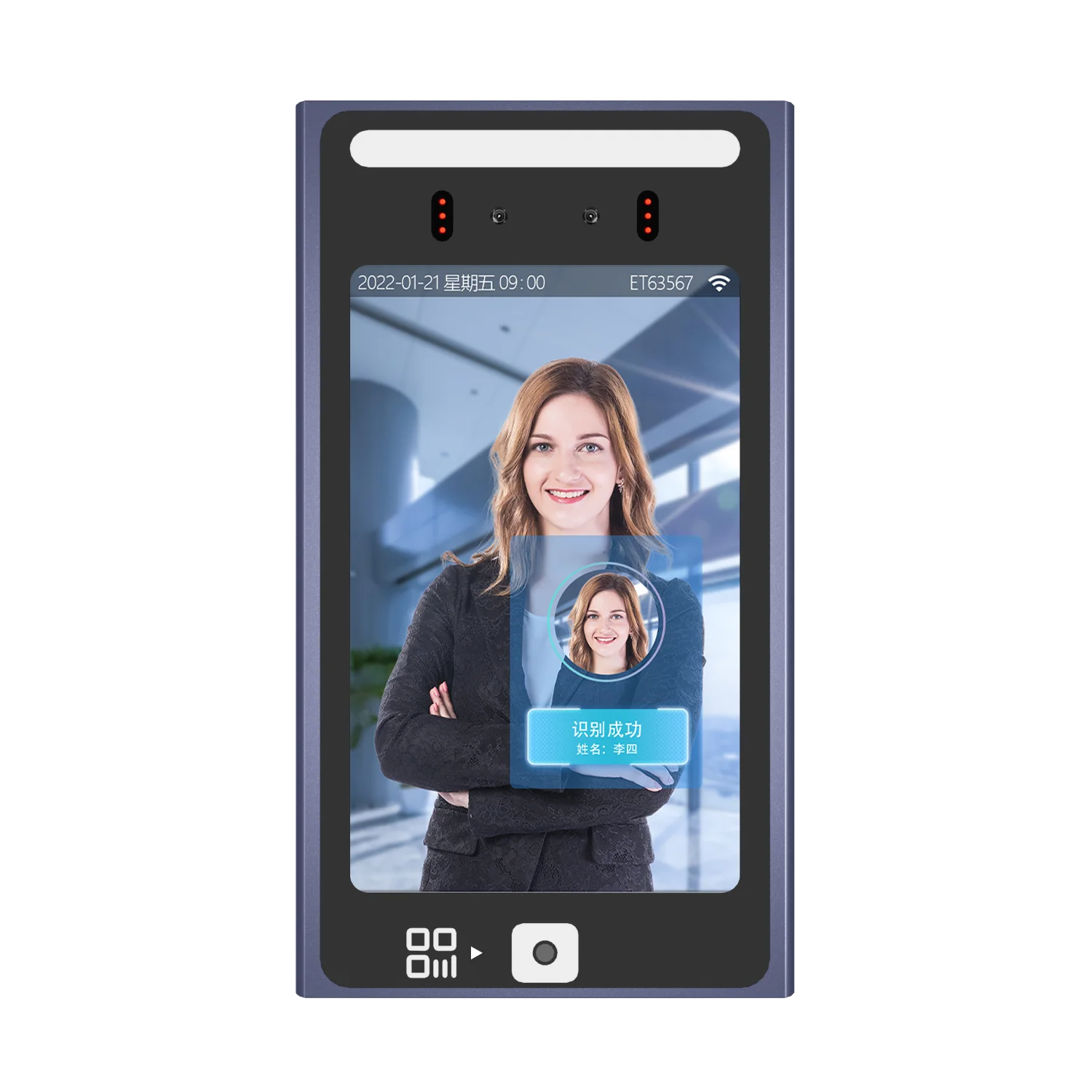 Sistema de Seguridad de reconocimiento de Control de acceso de identificación facial con pantalla táctil de 8 pulgadas, asistencia de empleado para edificio de oficinas y estaciones