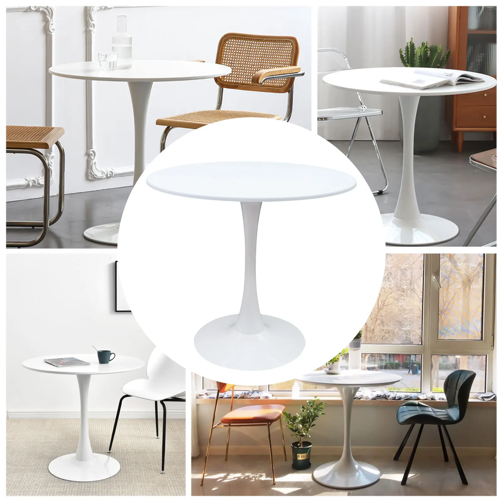 Simple Casual Dining Table, Restaurant Small Round Table, Home White Coffee Table, Negotiation Table, Milk Tea Shop Table