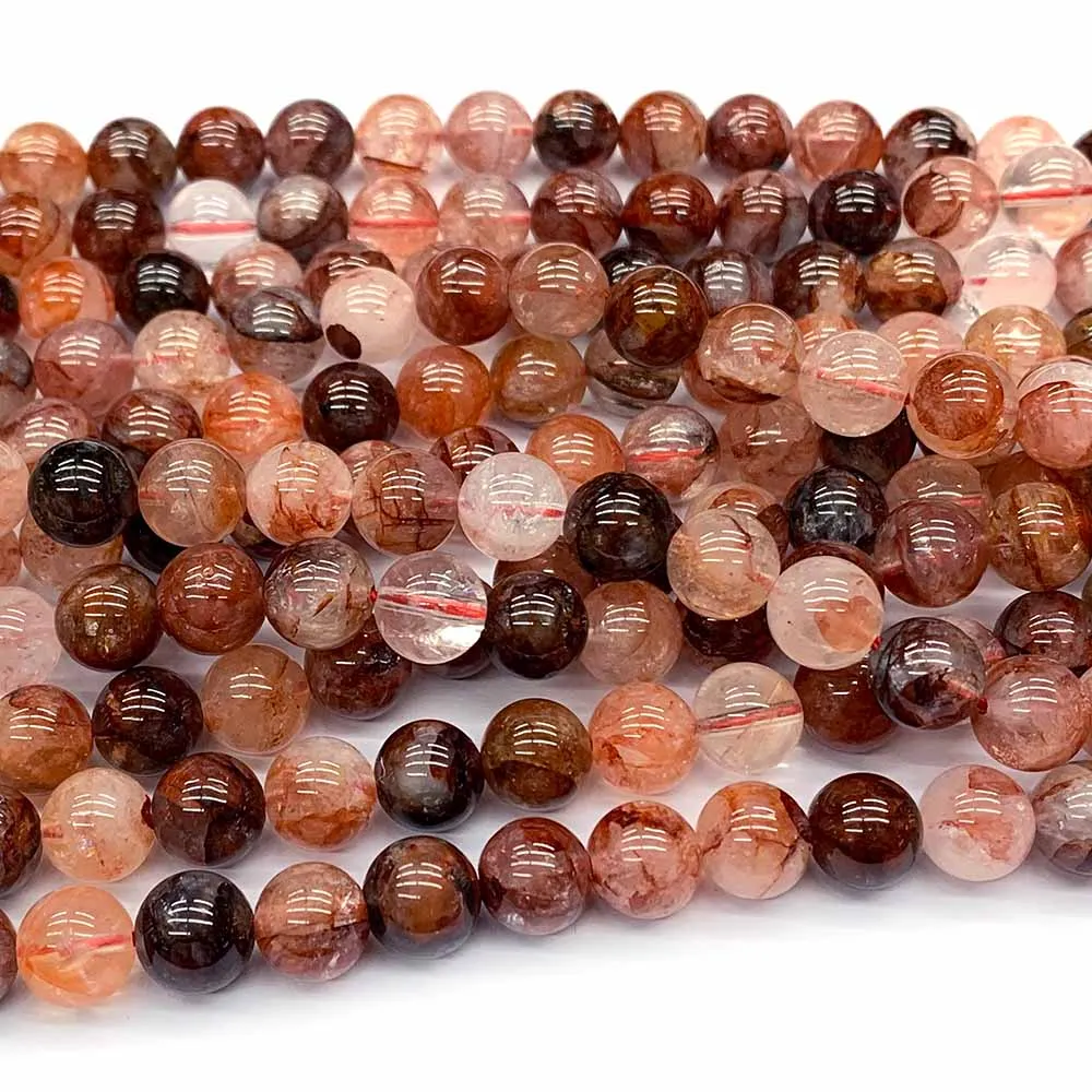 Veemak Clear Red Himalaya Crystal Round Beads For Jewelry Making Natural Gemstones DIY Necklace Bracelets Pendant Earrings