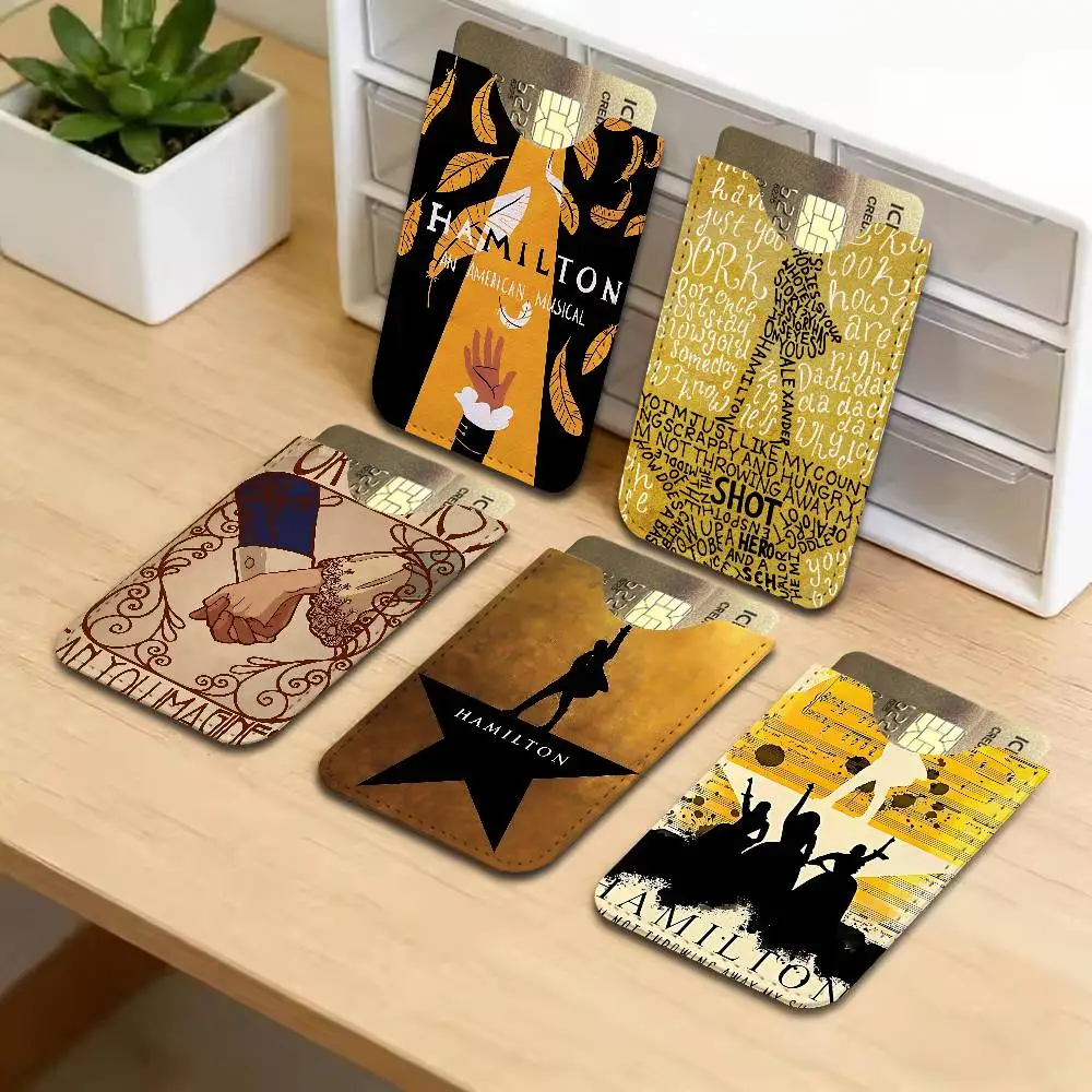 Classic Musical Theater H-Hamilton Ultra-Thin Mini Leather Card Holder Wallets for Lightweight Soft Genuine Leather Credit Card