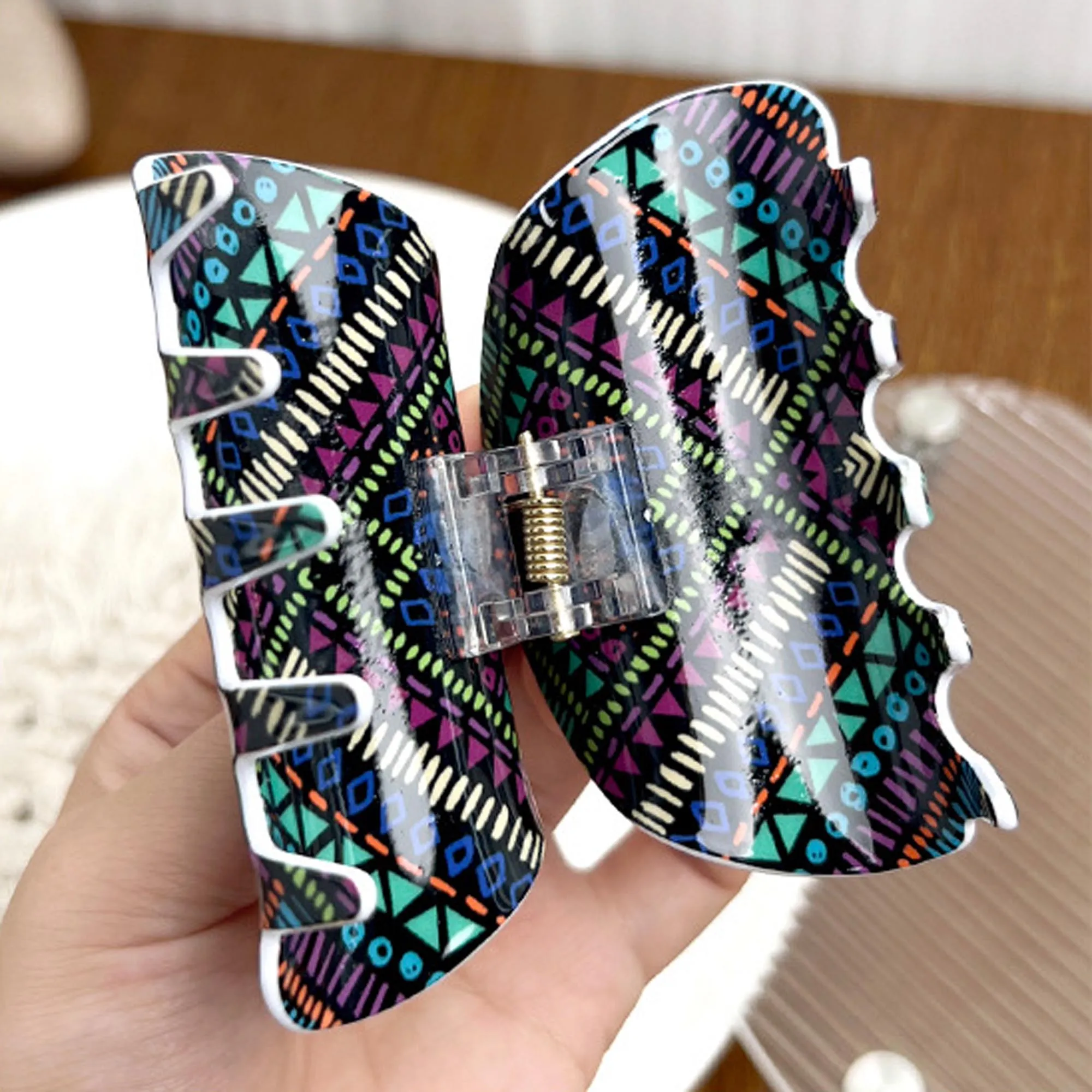 กิ๊บติดผมทรงโบฮีเมียน 2 ชิ้น ลายชนเผ่าแอซเท็ก สำหรับผู้หญิง กิ๊บอะคริลิกแข็งแรง สำหรับผมหนาและผมบาง