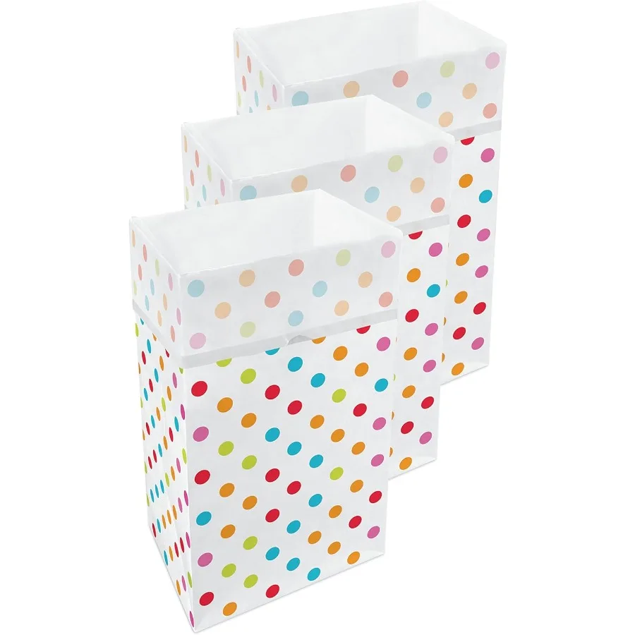 30 Gallon Disposable Trash Cans 3-Pack . Reusable Garbage and Recycling Bins for Parties Events and More (Polka Dot - 30 Height