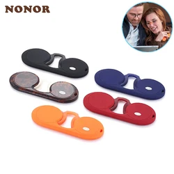 NONOR Silicone Nose Clip Pocket Glasses for Men Women Portable TR Round Frameless Reader Glasses