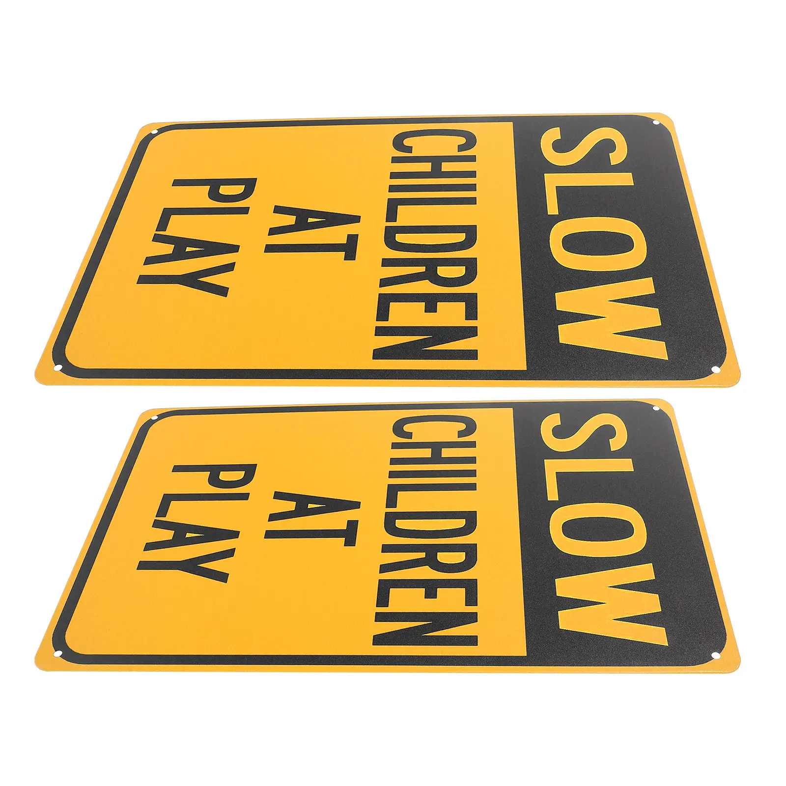 2Pcs Children At Play Sign Iron Slow Down Road Signs Safety Warning Signs for Streets High Visibility Weather Resistant