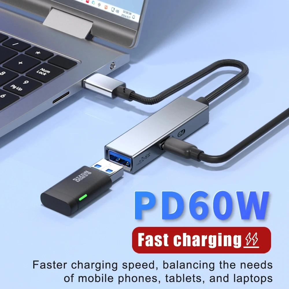 5Gbps PD 60W Type C to USB 3.2 Gen1 OTG Adapter For iPhone 15 Series iPad Pro Samsung Xiaomi Huawei PC External USB C Converter