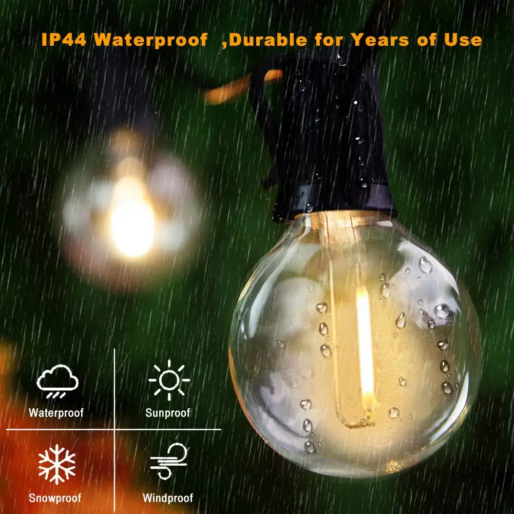 GANRILAND G40 1W PET LED Replacement Light Bulbs E12 Screw Base Plastic Shatterproof LED Globe Bulbs For Outdoor String Lights