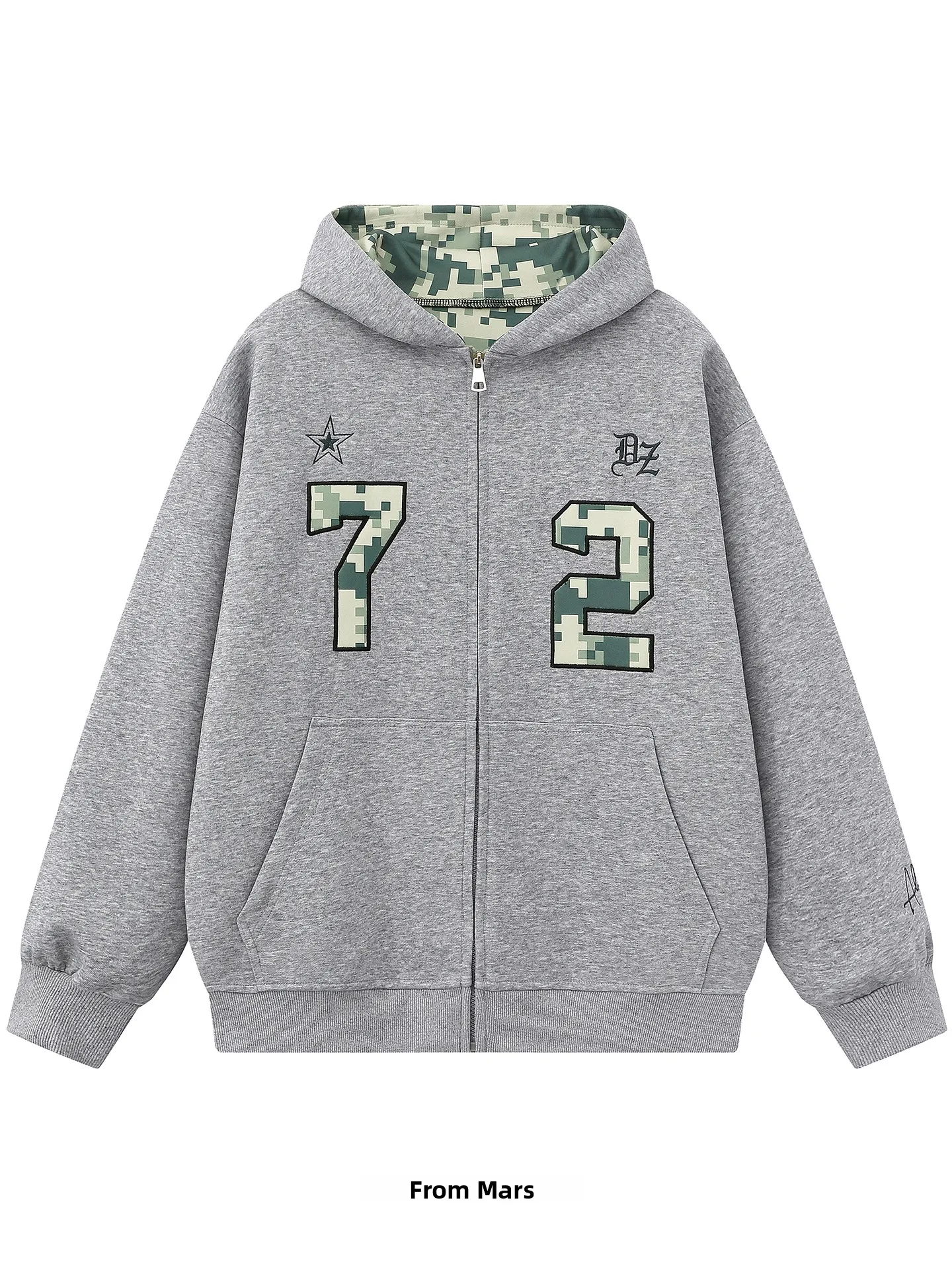 from  Imagination Space Letter Patchwork Loose Hoodie Cardigan Splicing BF Trendy Breathable Cotton Polyester Blend Autum...