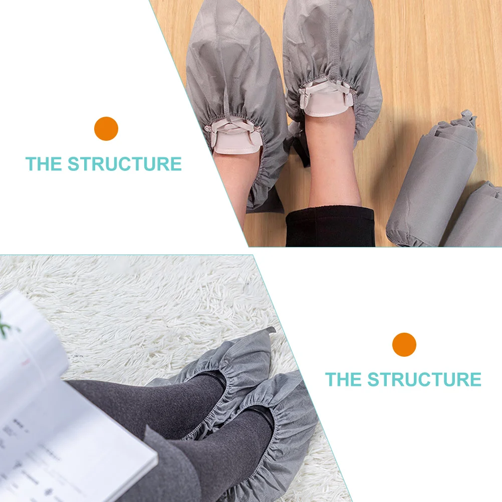 

100 pcs Dust-proof Anti-slip Shoe Covers Grey Non-woven Fabric Disposable Hotel Home Protector Work Sneakers Booties