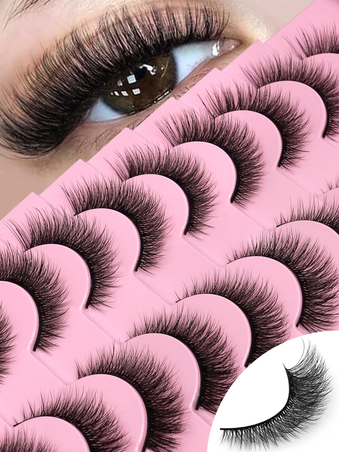 VELTRINAY pestañas postizas volumen grueso pestañas finas 3D de imitación de visón pestañas esponjosas de ojo de gato extensiones de pestañas maquillaje de pestañas postizas
