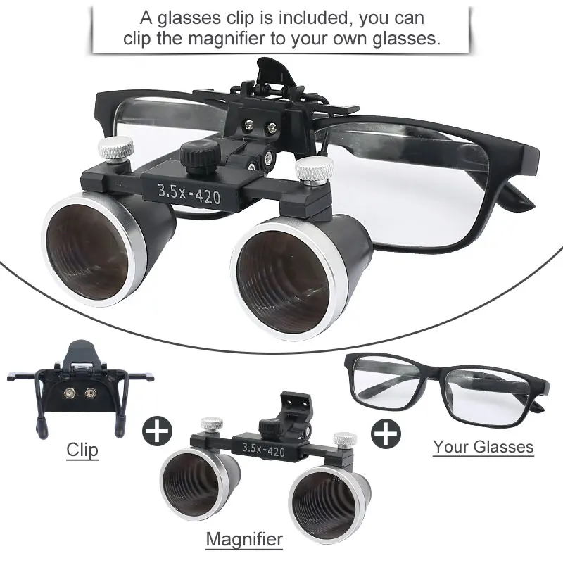 Lupa Dental para cirugía médica, lupa Binocular LED de 2.5X /3.5X, luz de cabeza Dental recargable para dentista