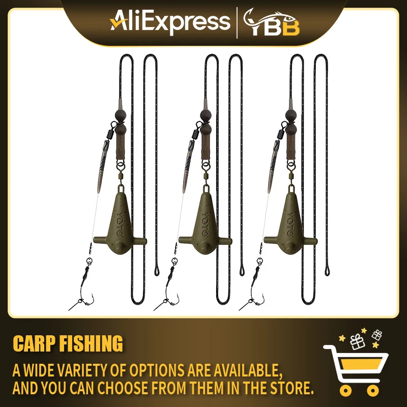 Carp Fishing Helicopter and Ronnie Rig Set with Coated Lead Weights, Ready Tied Anti Tangle Strong Fishing Tackle, Available in