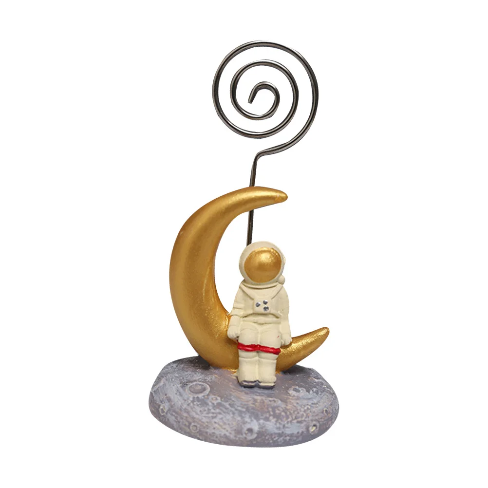 بطاقة اسم رائد الفضاء الذهبي المعادن مذكرة كليب صور حامل قصاصة للملاحظات صور عرض سطح المكتب حامل إمدادات المكتب الإبداعي #2