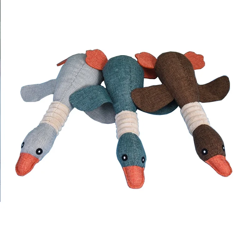 Pet Mallard Duck Dog Toy for Aggressive Chewers Dog Squeaky Wild Goose Puzzle Training Toys Cute Soft Dog Chew Toy with Squeaker