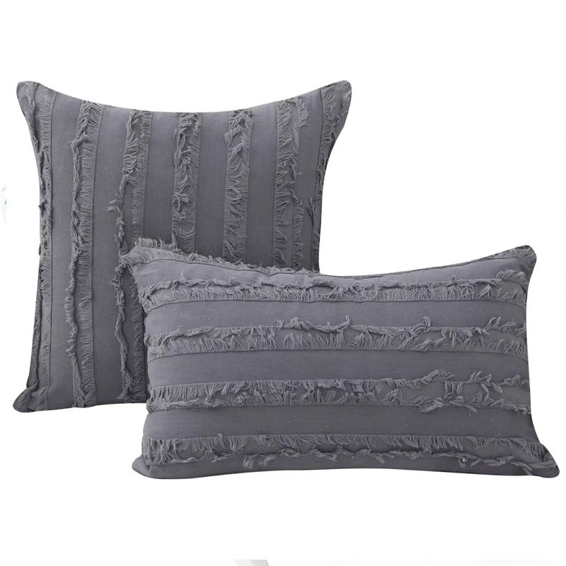 

Homaxy Decorative Throw Pillow Case For Sofa 50x50cm Furry Cushion Cover Striped Sleep Pillowcase Aesthetic Cotton Linen 45x45