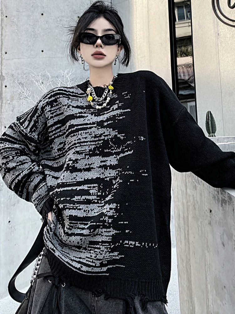 

2022 New Korean Fashion Retro Fairy Grunge Aesthetic Sweater Women Goth Punk Harajuku Tops Y2k Dark Alternative Women Clothes