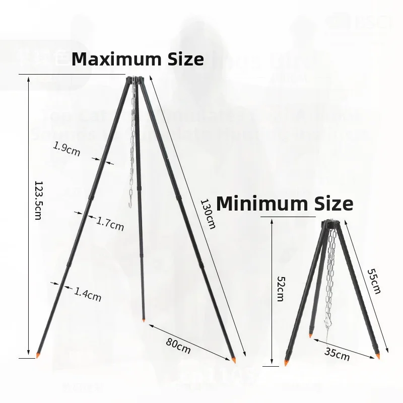 

Портативная уличная стойка для костра из алюминиевого сплава, подвесной кронштейн для горшка, черный штатив, принадлежности для кемпинга, барбекю, гриля